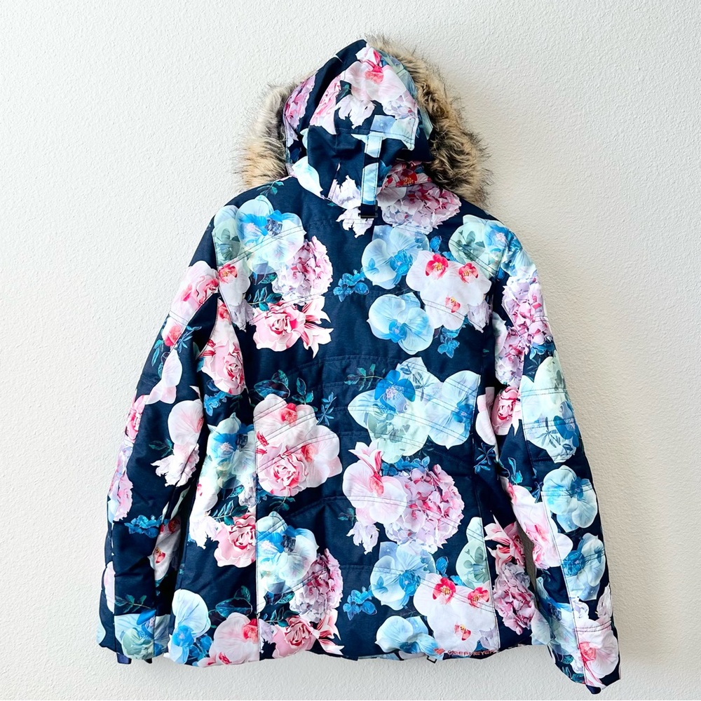 OBERMEYER TUSCANY II INSULATED JACKET WOMEN'S with Faux Fur Trim Floral Size 14 - Picture 4 of 12